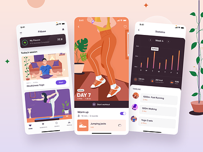 Fitness App UI Design activities animation app branding design fitness graph gym icon illustration logo personal training running session ui ui8 ux vector video workout