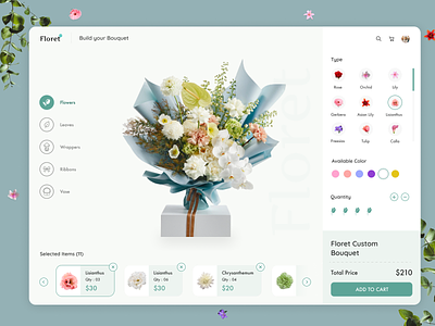 Floral bouquet customization animation app branding dashboard design flower icon illustration logo plants ui ui8 ux vector