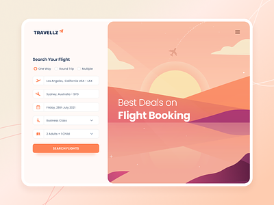 Travellz flight booking app design ui