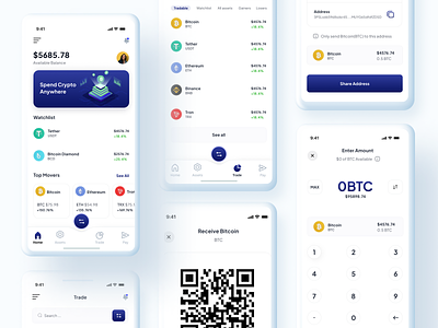 Cryptocurrency Mobile UI 3d animation app bitcoin branding cryptocurrency dao design dodgecoin ethereum graphic design icon illustration logo nft trading ui ui8 ux vector