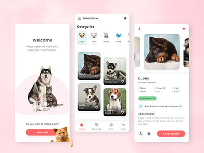 Pet adoption app app design ui ux