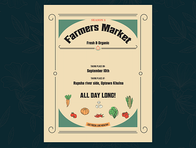 Farmers Market adobe illustratior business creative graphic design illustration market promotion natural organic poster design professional promotional design vector