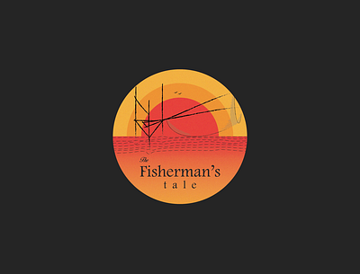 The Fisherman's Tale adobe illustratior book cover creative fisherman fishing graphic design illustration sunset t shirt design vector