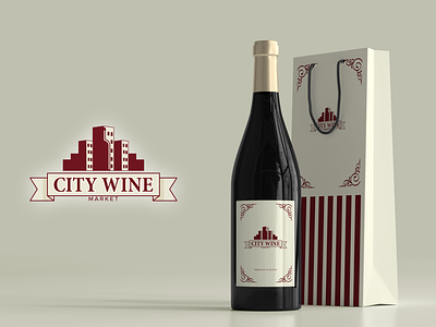 City Wine bar brand identity branding brick red building business city creative custom logo logo design luxury red red wine restaurant retro vector wine logo
