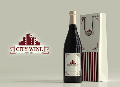 City Wine bar brand identity branding brick red building business city creative custom logo logo design luxury red red wine restaurant retro vector wine logo