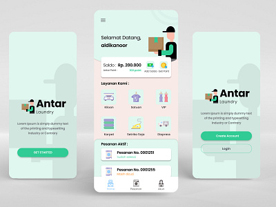 Laundry app "Antar Laundry" app design mobile ui ux