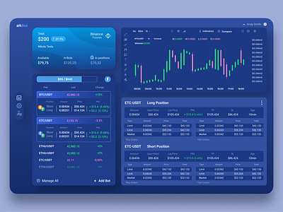 altBot - Crypto Trading Bot (Dashboard V1) binance bitcoin bot crypto currency dashboard daytrading design finance graph material minimal mobile numbers trading tradingbot ui ux