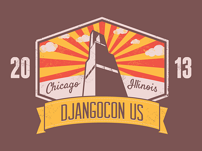 Djangocon US 2013 2013 badge brown chicago django djangocon illinois ribbon seal starburst