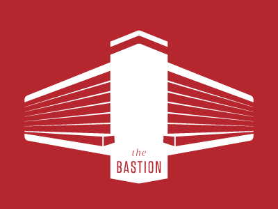 The Bastion logo monochrome red