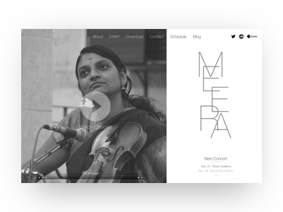 Concert Violinist Homepage branding concert homepage music singlepage