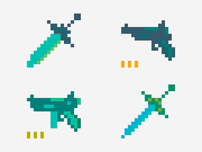 Swords & Guns 16bit gun inkscape pixel pixelart retro sword