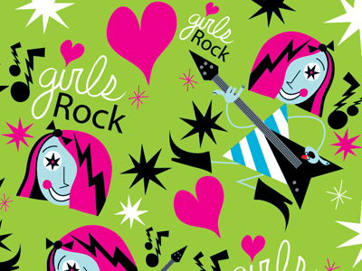 Girls Rock character design illustration pattern vector