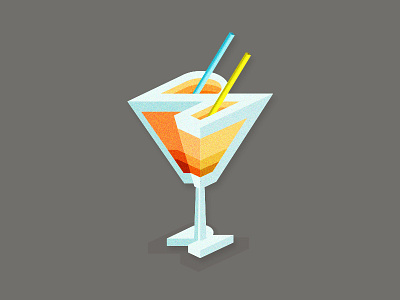 One drink for two branding cocktail drinks illustration