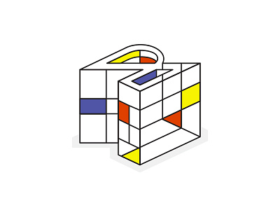 Mondrian's Cube artist branding games icon illustration play