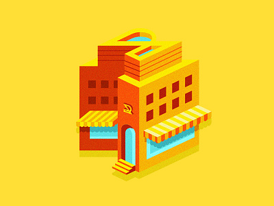 The Floating Shop branding building graphic illustration letter r shop type vector