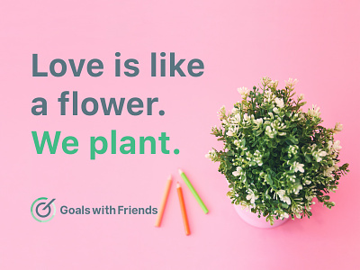 GWF Logo: Messaging 4/4: Love is like a flower. We plant. branding logo message