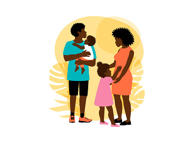 Black family with siblings boy and girl. black family boy children concept couple design family flat girl illustration illustrations vector