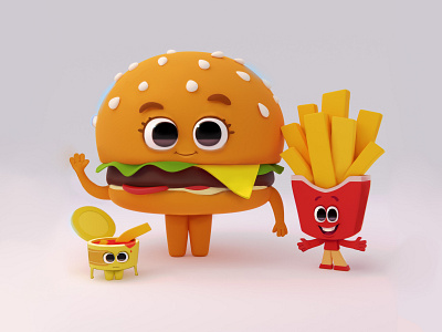Hamburger 3d app illustration