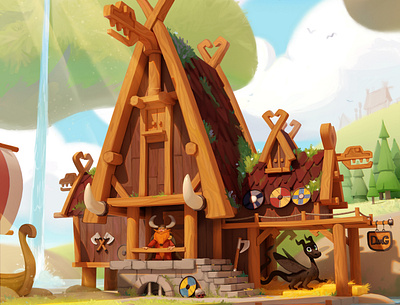 Viking house 3d app illustration