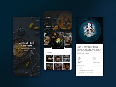 Food Recipe - Mobile App app application clean cooking culinary design food food app food design inte interface mobile app recipe ui ux