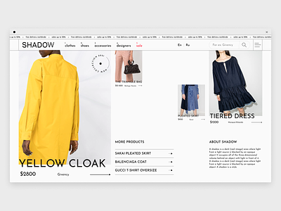 Shadow - Fashion Website Design apparel clean app design clothing brand clothing company clothing store ecommerce shop fashion fashion application homepage ios fashion app minimal interface mockup online shopping product list shopping typography ui ux web design website