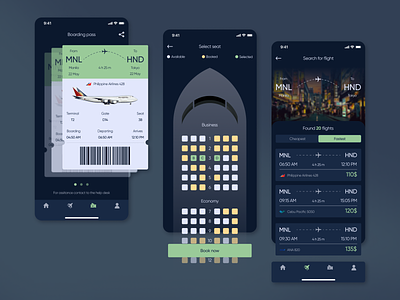 Flight Ticket Booking App air ticket aircraft airplane airplanes airport app design app ui boarding design fly interface mobile mobile app plane ticket ticket ui ux