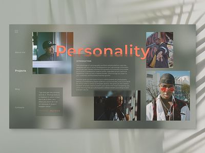 Personality - Photography Portfolio app application clean design illustration interface photo photographer portfolio portfolio site responsive typography ui ux web
