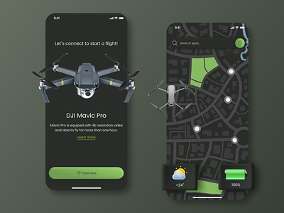 Drone Control App app application clean concept dark design interface minimalist platform ui ui ux