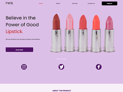 A cosmetic brand landing page