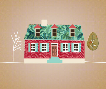 little box collage house illustration