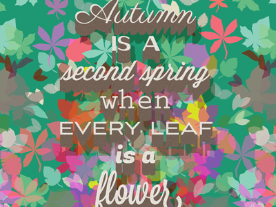 Autumn is a Second Spring - Albert Camus illustration pattern quote seasons