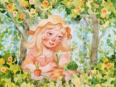 "Flower song" illustration book illustration children cute illustration traditional art watercolor