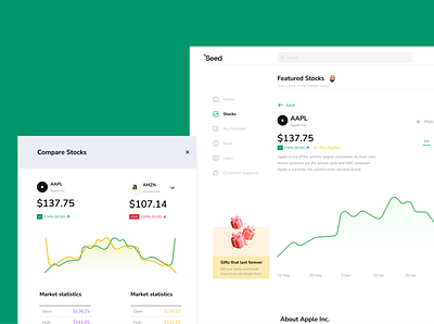 Seed: Invest in stocks business creative data design market minimalist product design stock table ui design uiux ux design