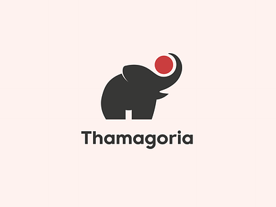 Thamagoria elephant branding color design elephant flat japan logo minimalist red