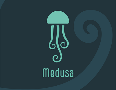 Medusa astonished branding design flat identity logo minimalist sea vector water