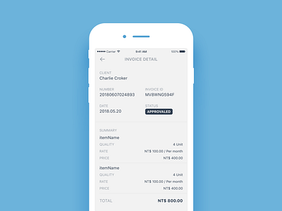 Daily UI #034 Invoice dailyui invoice mobile ui