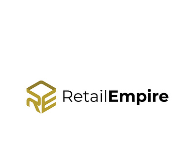 Retail Empire Logo branding design e commerce golden illustration letterlogo lettermark logo