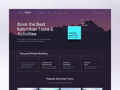 Alaska Shore Tours home page design graphic design typography ui ux vector website wireframes