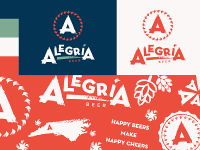 Alegria Beer Brand Elements badge beer branding brewery brewery branding brewery logo design illustration logo typography