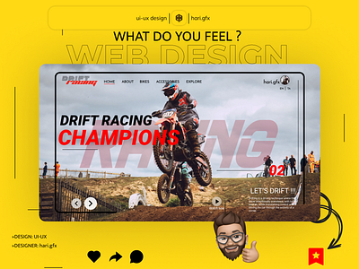 Ui-Ux design(webpage) android app bike clean creative dailyui design drift ios minimal racing ui ux web webpage yellow