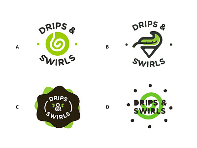 Drips And Swirls Concept charcoal drip flavor green tea ice cream logo logo design logos matcha soft serve swirls