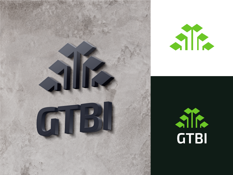 GTBI Logo growth plant corporate green technology tech identity branding design letter mark simple monogram logo