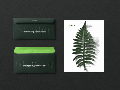 GTBI Envelope brand and identity business incubator collaterals green ann studio green branding growth logo stationery