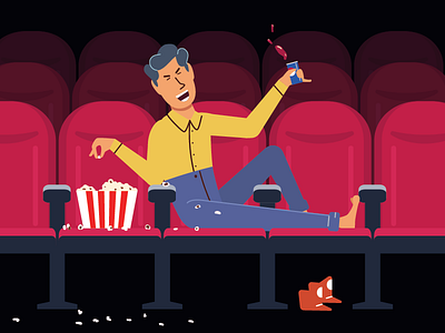 Alone in cinema character characterdesign illustration