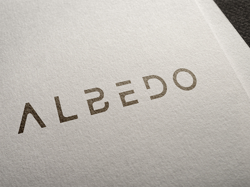 Albedo card game sci-fi sans serif wordmark typography logotype logo lettering albedo identity branding