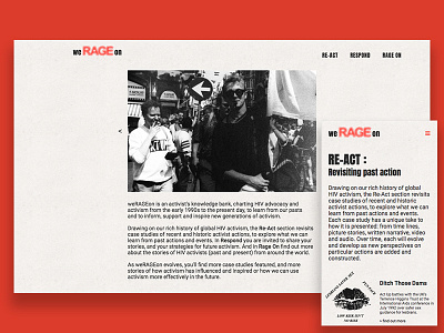 weRAGEon 90s activism archive home landing page mobile ui ux web webflow werageon