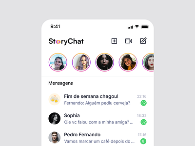 StoryChat home - Message App app chat clean concept dailyui design home interface message ui