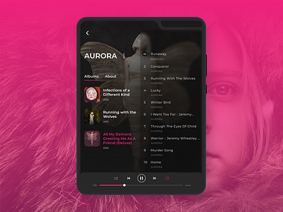 Music Player - Component app clean concept data design foldable foldable smartphone folding phone galaxy fold huawei fold interface mobile ui music music player samsung fold samsung galaxy fold ui