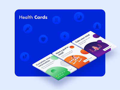 Health Cards - Dashboard App 3d app cards cards ui clean dashboad data design health health app home illustration interface isometric ui