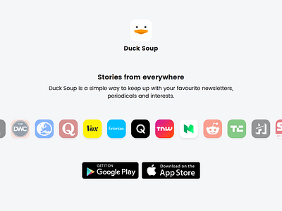 🐣 Duck Soup - Landing page app desktop duck soup landing page newsletter side project ui web